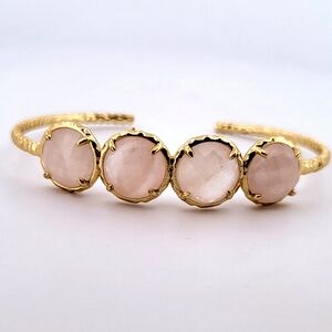 Natural Rose Quartz Adjustable Gold Bracelet